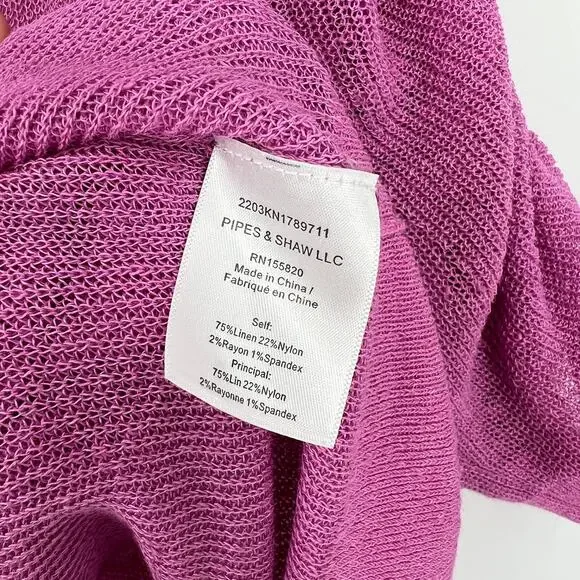 Veronica Beard Linen Blend V-Neck Sweater Top Purple Size Medium - Picture 5 of 6